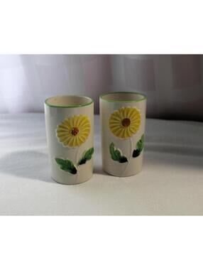 Set of 2 INARCO Small Sunflower Tumblers, Juice Cups, Vases